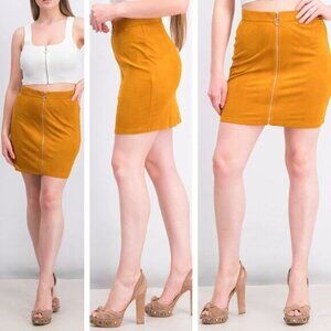 Guess Womens Faux Suede Mini Skirt Size XS Mustard Yellow
